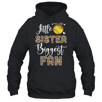 Softball Little Sister Biggest Fan Softball Sister Leopard Shirt & Tank Top | teecentury