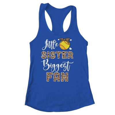 Softball Little Sister Biggest Fan Softball Sister Leopard Shirt & Tank Top | teecentury