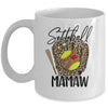 Softball Mamaw Leopard Game Day Softball Lover Mothers Day Mug | teecentury