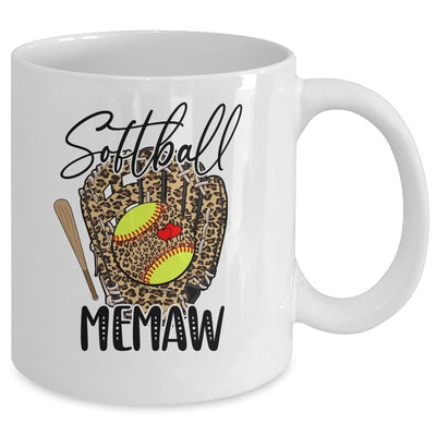 Softball Memaw Leopard Game Day Softball Lover Mothers Day Mug | teecentury