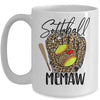 Softball Memaw Leopard Game Day Softball Lover Mothers Day Mug | teecentury