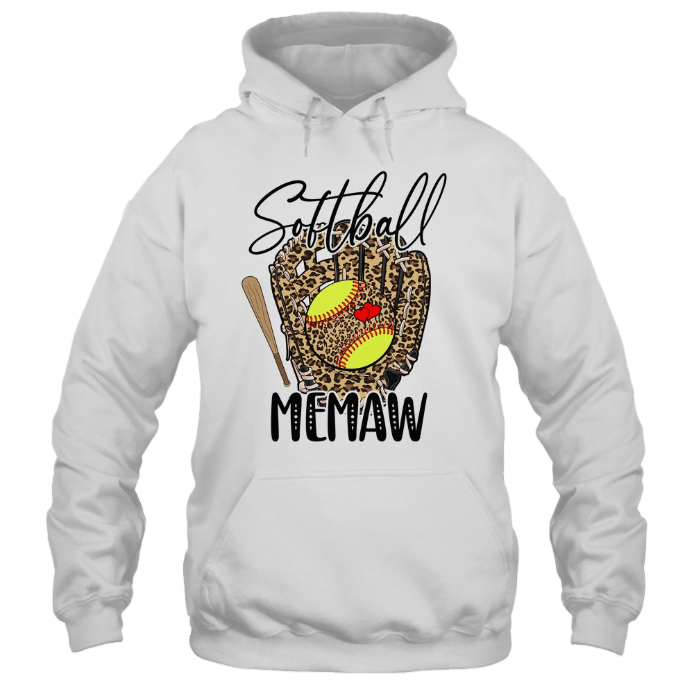 Softball Memaw Leopard Game Day Softball Lover Mothers Day Shirt & Tank Top | teecentury