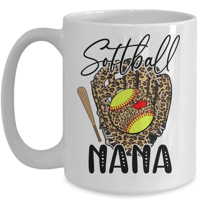 Softball Nana Leopard Game Day Softball Lover Mothers Day Mug | teecentury