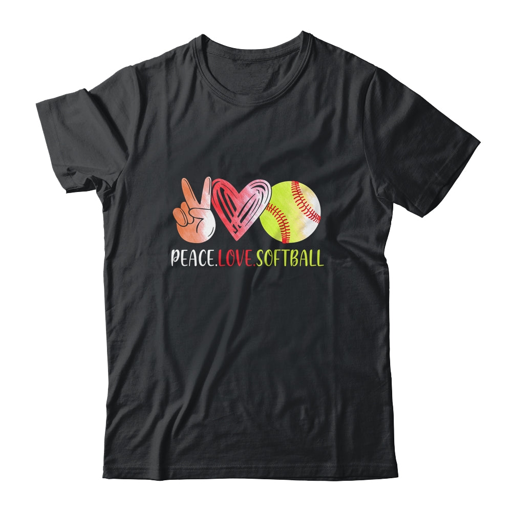 Softball Player Girls Peace Love Softball Women T-Shirt & Tank Top | Teecentury.com