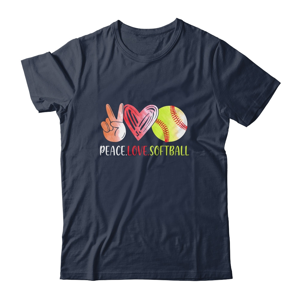 Softball Player Girls Peace Love Softball Women T-Shirt & Tank Top | Teecentury.com