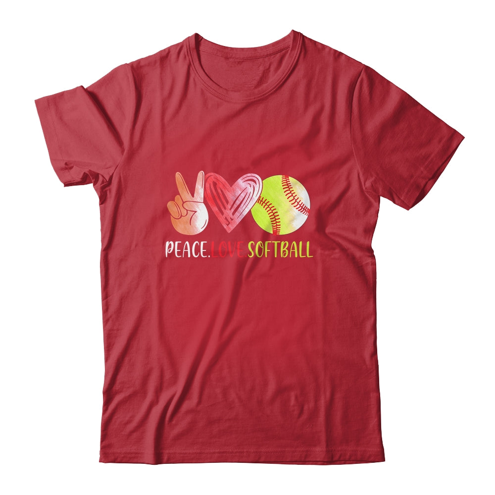 Softball Player Girls Peace Love Softball Women T-Shirt & Tank Top | Teecentury.com