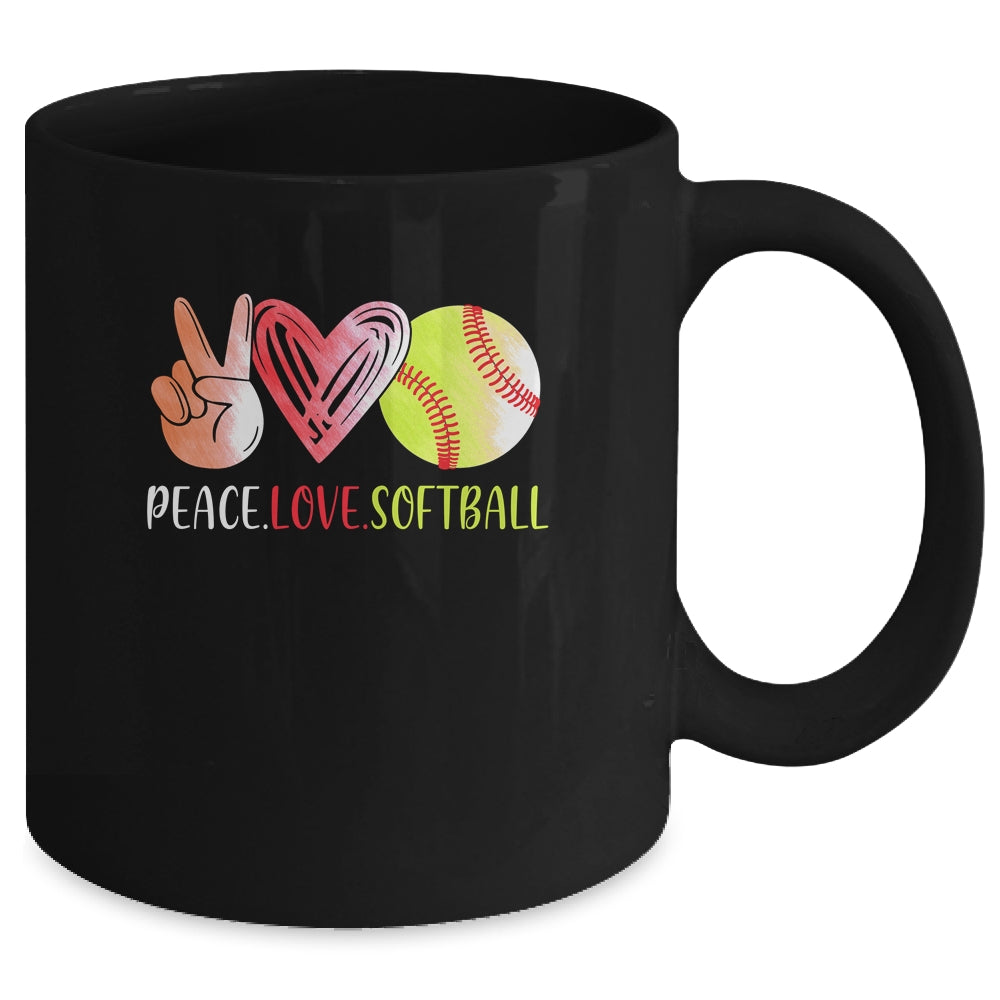Softball Player Girls Peace Love Softball Women Mug Coffee Mug | Teecentury.com