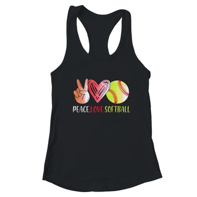 Softball Player Girls Peace Love Softball Women T-Shirt & Tank Top | Teecentury.com