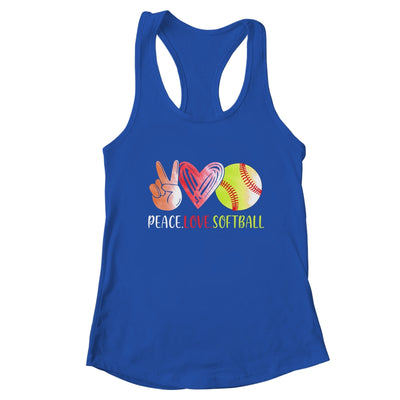 Softball Player Girls Peace Love Softball Women T-Shirt & Tank Top | Teecentury.com