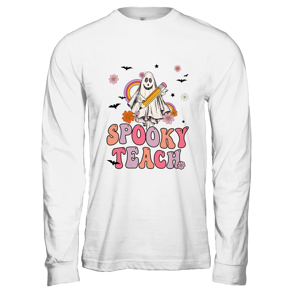 Spooky Teacher Ghost Halloween Groovy Retro Trick Or Treat Shirt & Hoodie | teecentury