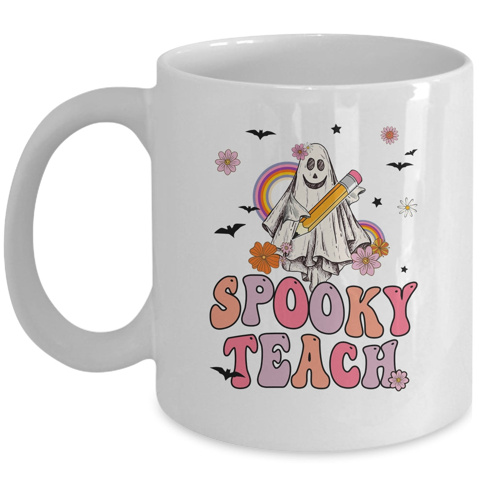 Spooky Teacher Ghost Halloween Groovy Retro Trick Or Treat Mug | teecentury