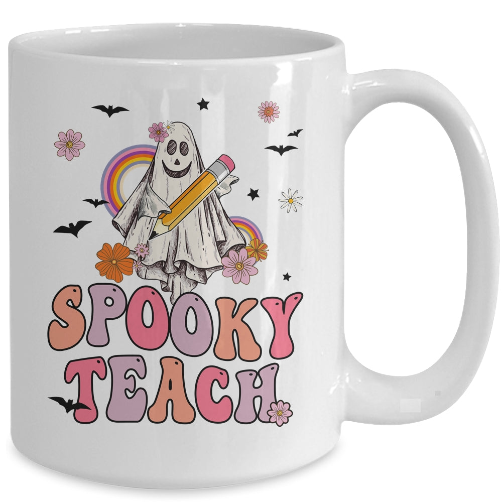 Spooky Teacher Ghost Halloween Groovy Retro Trick Or Treat Mug | teecentury