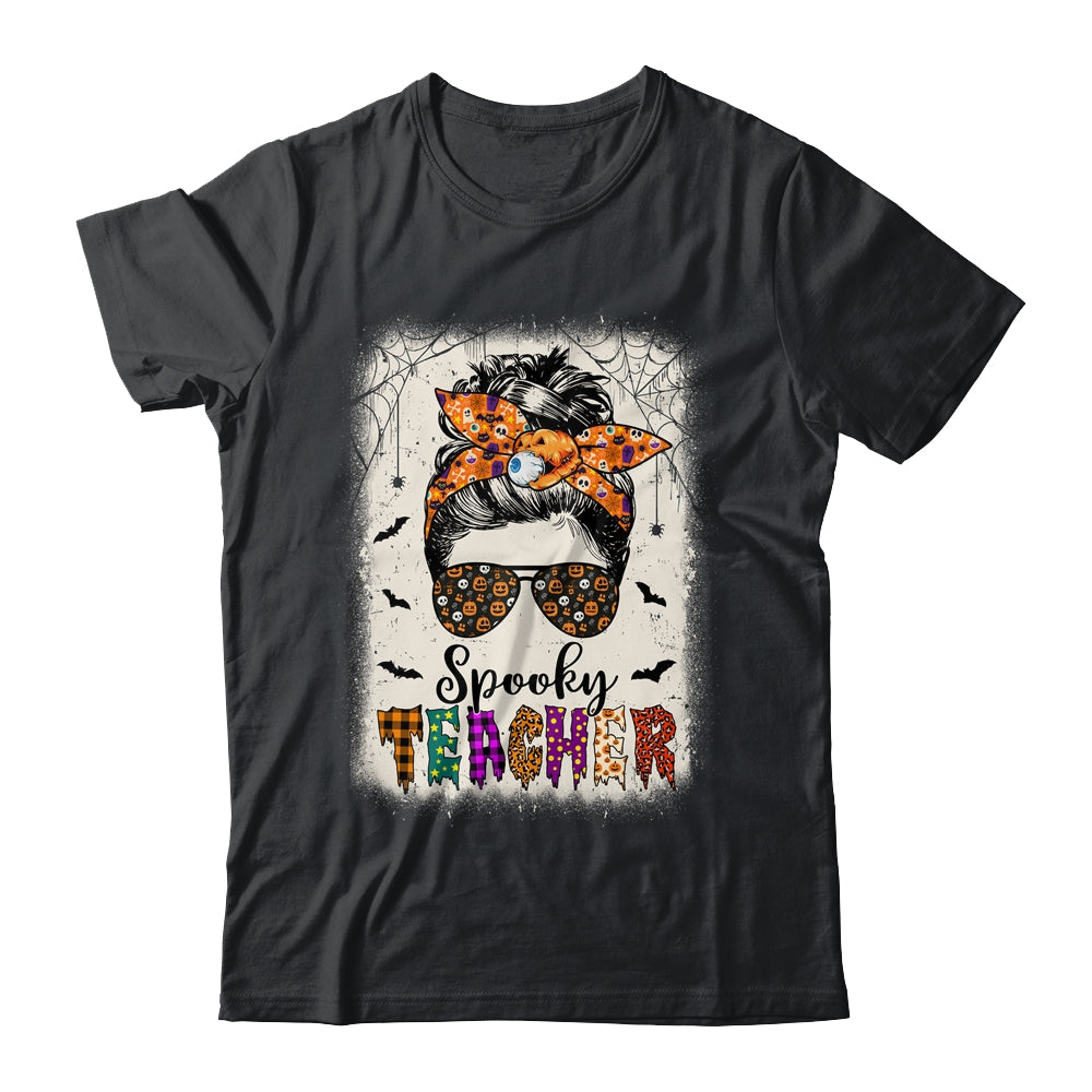 Spooky Teacher Halloween Messy Bun Bleached Teachers Women Shirt & Hoodie | teecentury