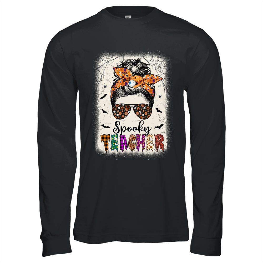 Spooky Teacher Halloween Messy Bun Bleached Teachers Women Shirt & Hoodie | teecentury