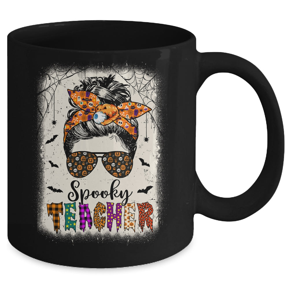 Spooky Teacher Halloween Messy Bun Bleached Teachers Women Mug | teecentury