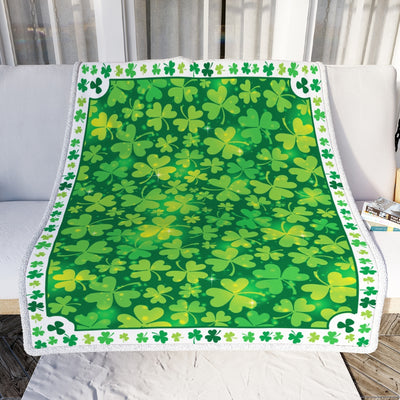 St Patrick Gift Green Clover Fleece Blanket Blanket | Teecentury.com