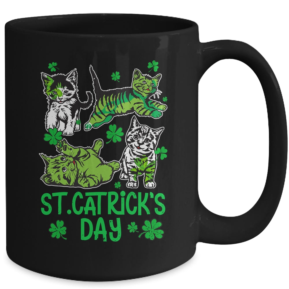 St Patricks Catricks Day Cats Saint Pattys Women Girls Mug | teecentury