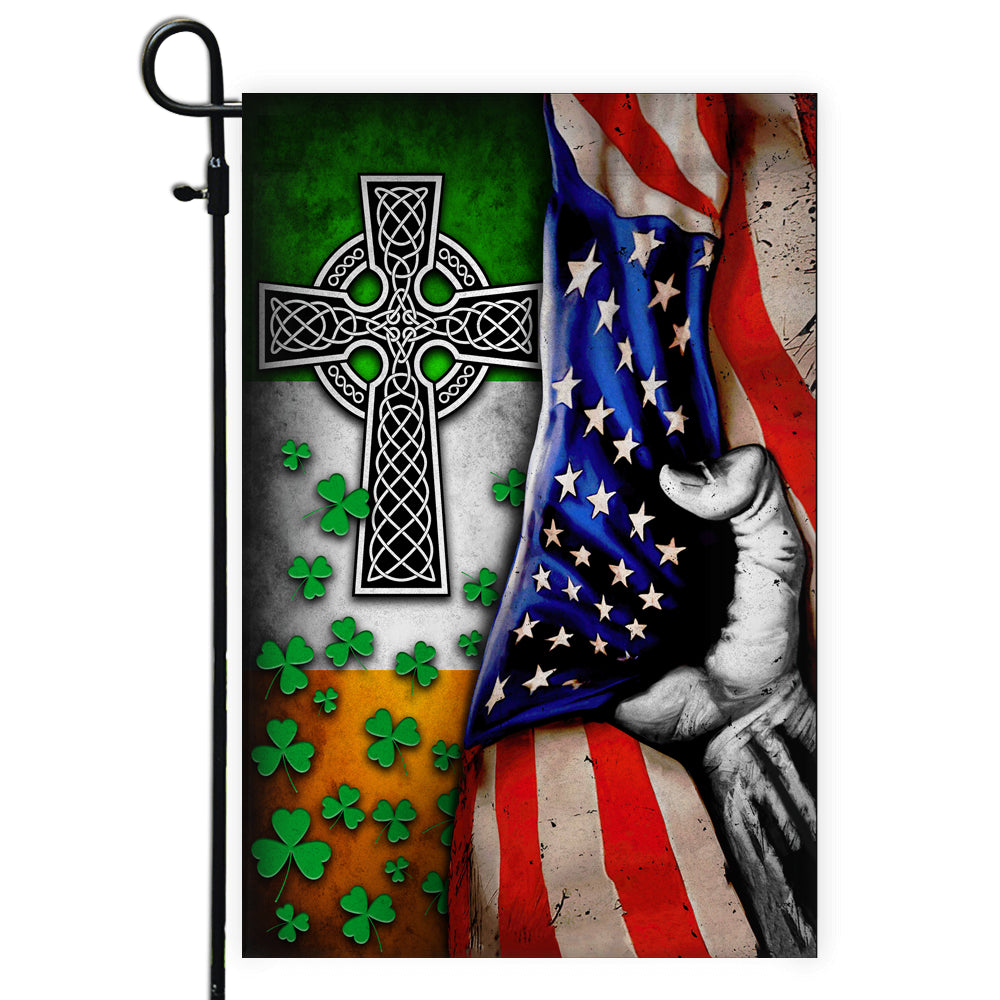 St Patricks Day Irish Flag Celtic Knot Christian Cross American Flag | Teecentury.com