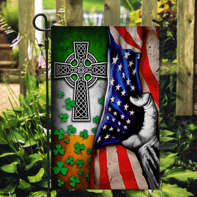 St Patricks Day Irish Flag Celtic Knot Christian Cross American Flag | Teecentury.com