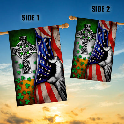 St Patricks Day Irish Flag Celtic Knot Christian Cross American Flag | Teecentury.com