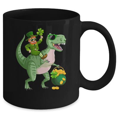 St Patricks Day Leprechaun Riding T Rex Funny Dino Boys Mug | teecentury