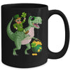 St Patricks Day Leprechaun Riding T Rex Funny Dino Boys Mug | teecentury