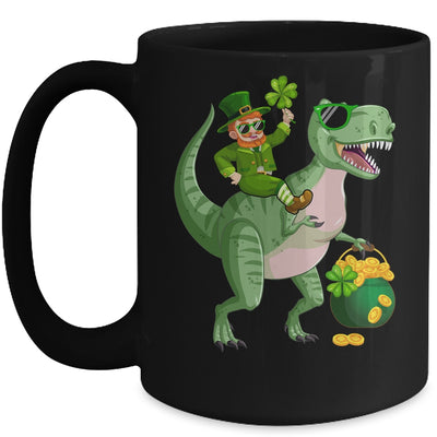 St Patricks Day Leprechaun Riding T Rex Funny Dino Boys Mug | teecentury