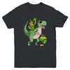 St Patricks Day Leprechaun Riding T Rex Funny Dino Boys Youth Shirt | teecentury