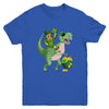 St Patricks Day Leprechaun Riding T Rex Funny Dino Boys Youth Shirt | teecentury