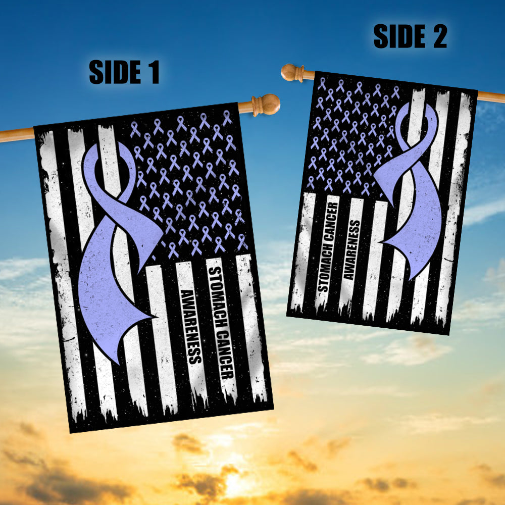 Stomach Cancer Awareness America Flag Periwinkle Ribbon Flag | Teecentury.com