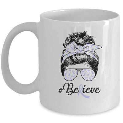 Stomach Cancer Awareness Messy Bun Warrior Believe Mug Coffee Mug | Teecentury.com