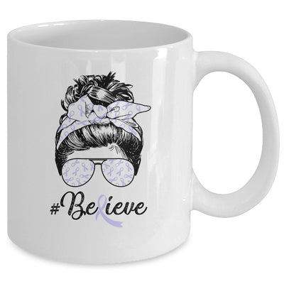 Stomach Cancer Awareness Messy Bun Warrior Believe Mug Coffee Mug | Teecentury.com