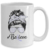 Stomach Cancer Awareness Messy Bun Warrior Believe Mug Coffee Mug | Teecentury.com