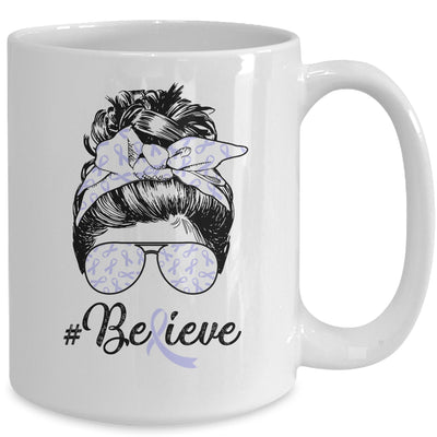 Stomach Cancer Awareness Messy Bun Warrior Believe Mug Coffee Mug | Teecentury.com