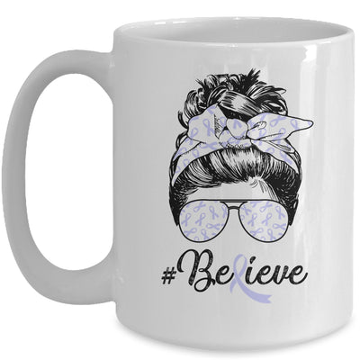 Stomach Cancer Awareness Messy Bun Warrior Believe Mug Coffee Mug | Teecentury.com