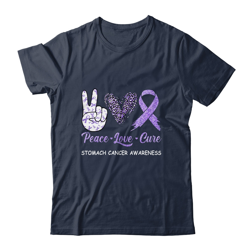 Stomach Cancer Awareness Peace Love Cure Leopard T-Shirt & Hoodie | Teecentury.com