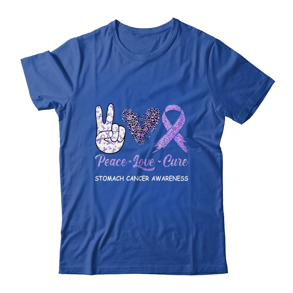 Stomach Cancer Awareness Peace Love Cure Leopard T-Shirt & Hoodie | Teecentury.com