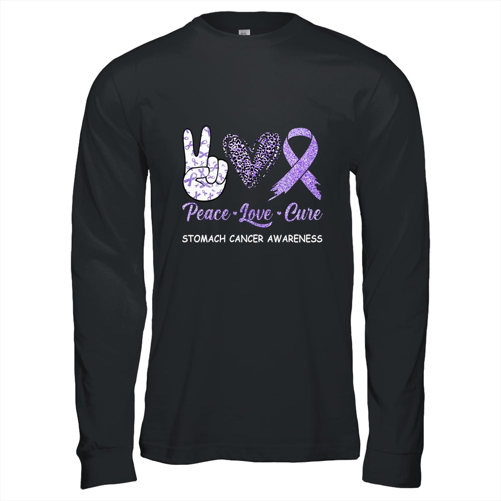Stomach Cancer Awareness Peace Love Cure Leopard T-Shirt & Hoodie | Teecentury.com