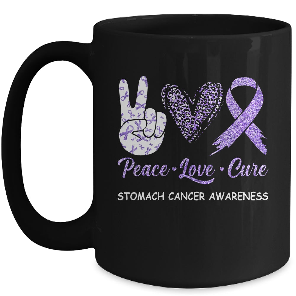 Stomach Cancer Awareness Peace Love Cure Leopard Mug Coffee Mug | Teecentury.com