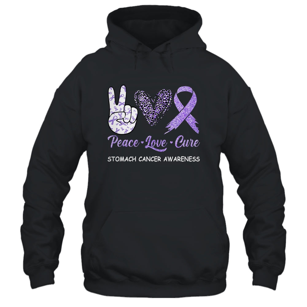 Stomach Cancer Awareness Peace Love Cure Leopard T-Shirt & Hoodie | Teecentury.com