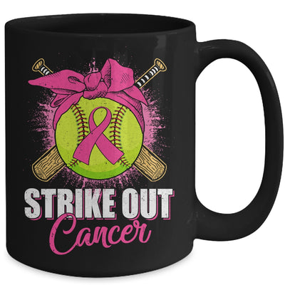 Strike Out Breast Cancer Awareness Softball Pink Ribbon Mug | teecentury