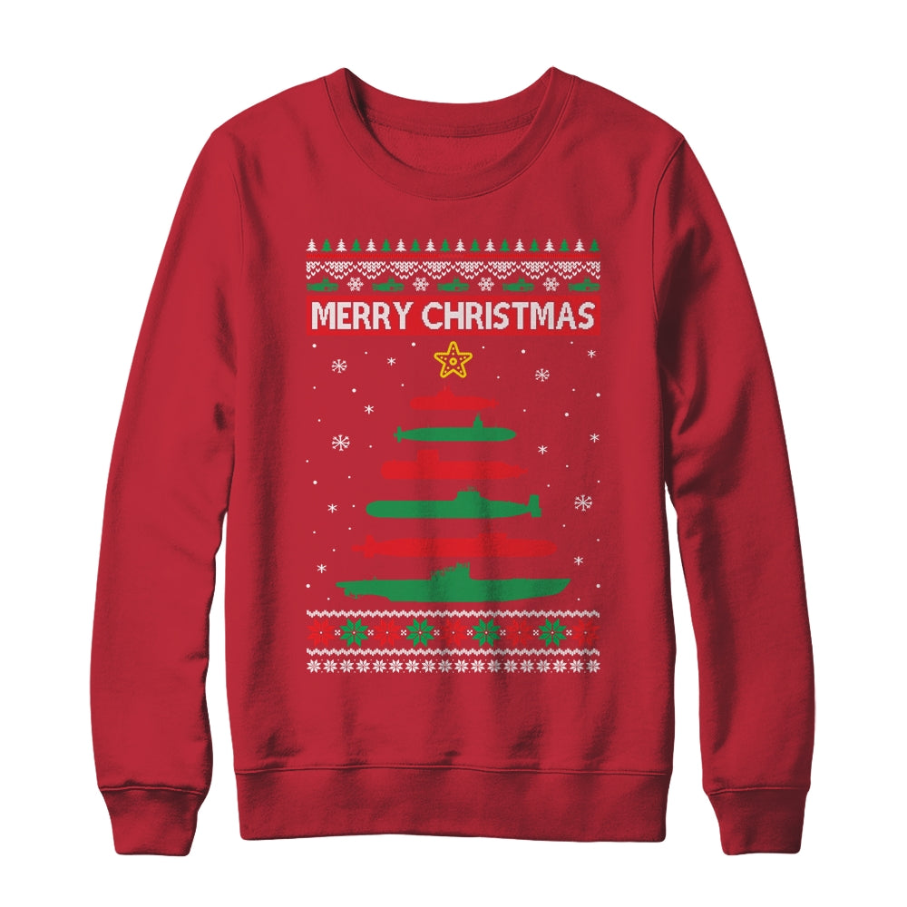 Submarine Military Tree Funny Christmas Ugly Xmas T-Shirt & Sweatshirt | Teecentury.com