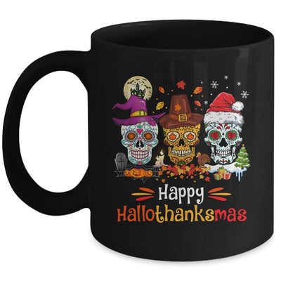 Sugar Skull Hallothanksmas Halloween Thanksgiving Christmas Mug | teecentury
