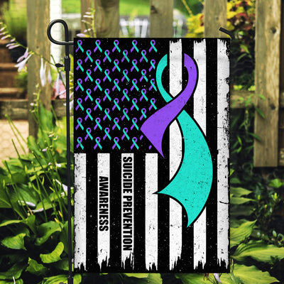 Suicide Prevention Awareness America Flag Teal And Purple Ribbon Flag | Teecentury.com