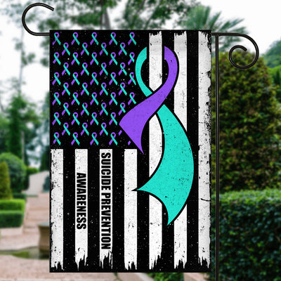 Suicide Prevention Awareness America Flag Teal And Purple Ribbon Flag | Teecentury.com
