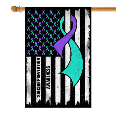 Suicide Prevention Awareness America Flag Teal And Purple Ribbon Flag | Teecentury.com