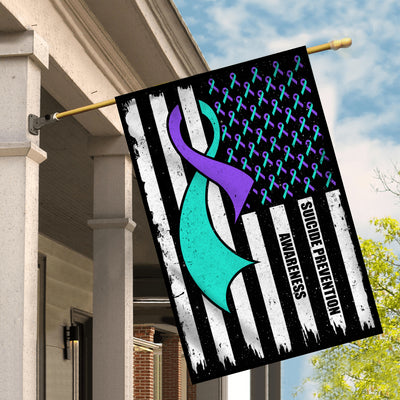 Suicide Prevention Awareness America Flag Teal And Purple Ribbon Flag | Teecentury.com
