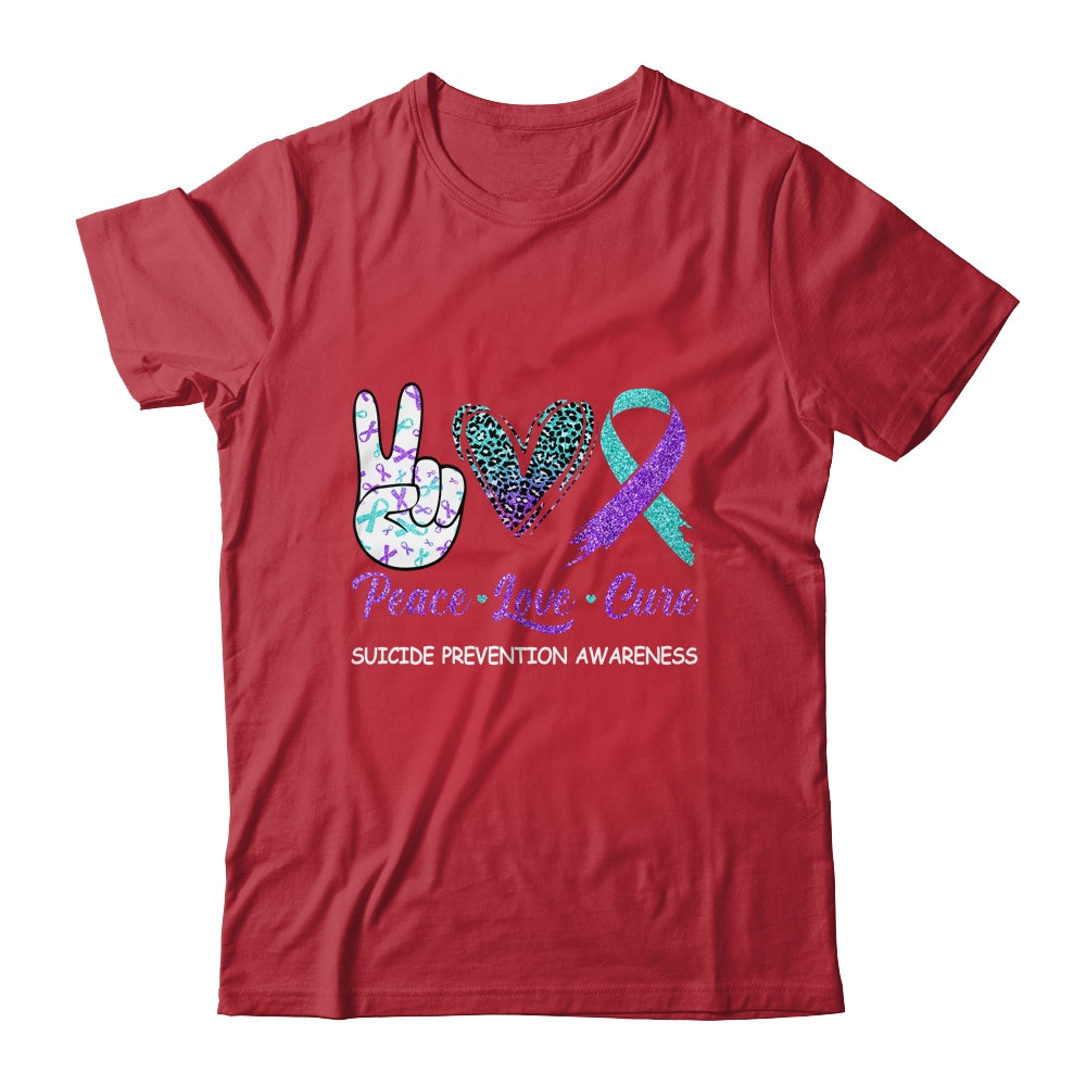 Suicide Prevention Awareness Peace Love Cure Leopard T-Shirt & Hoodie | Teecentury.com