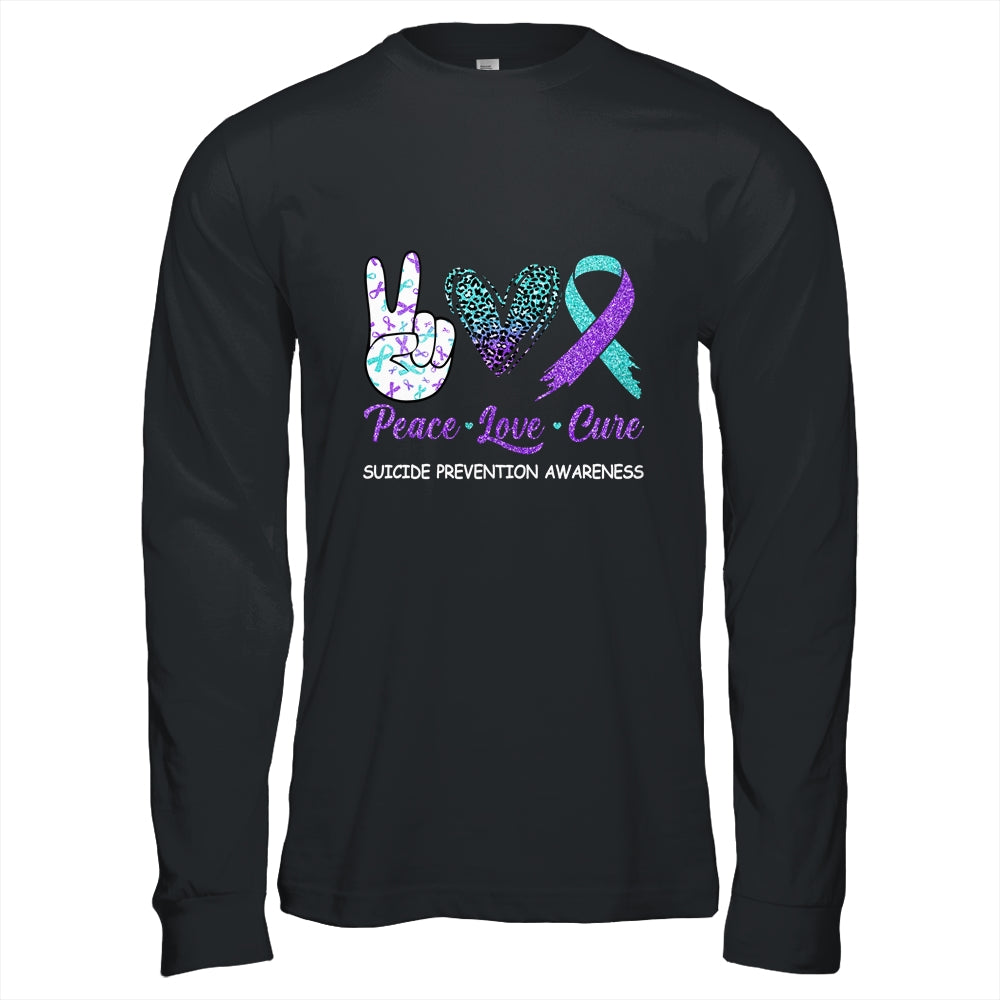 Suicide Prevention Awareness Peace Love Cure Leopard T-Shirt & Hoodie | Teecentury.com