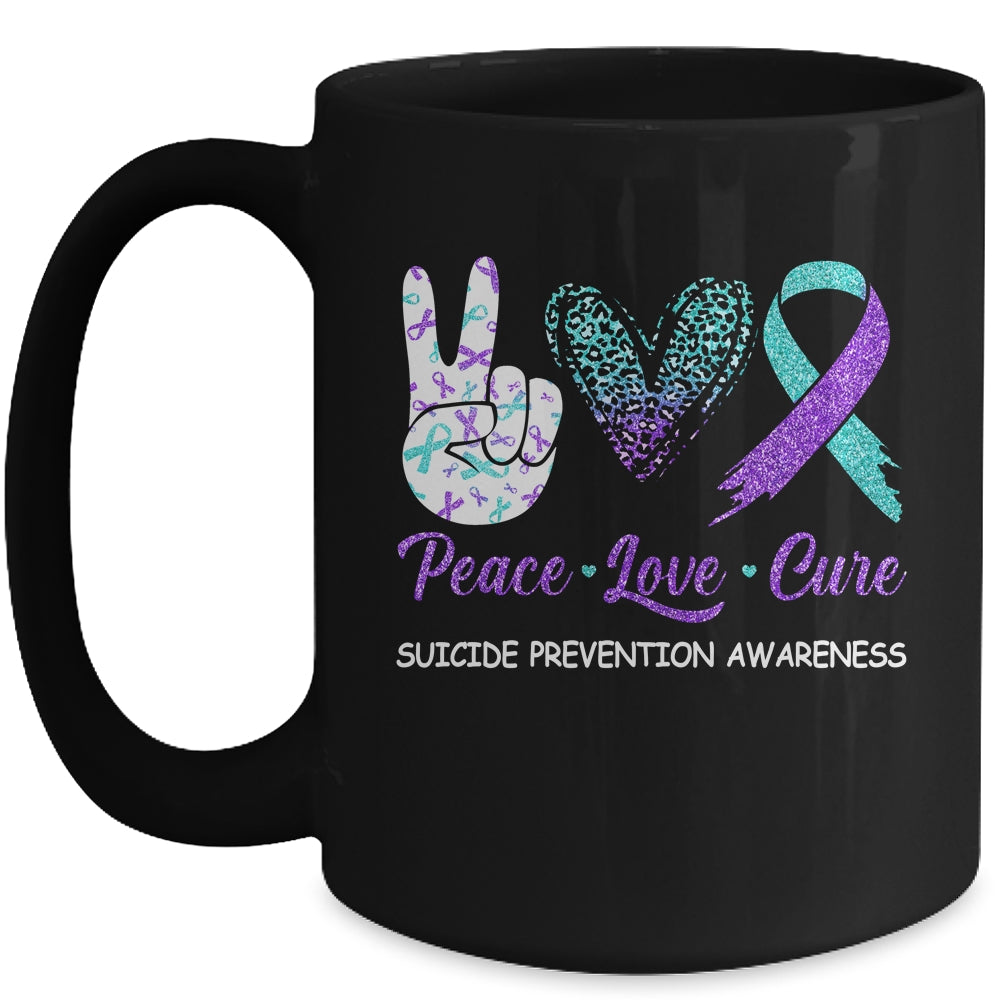 Suicide Prevention Awareness Peace Love Cure Leopard Mug Coffee Mug | Teecentury.com